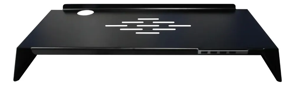 Base De Metal Eleva Monitor Con Puertos Usb Hub Hadou Negro - Image 4
