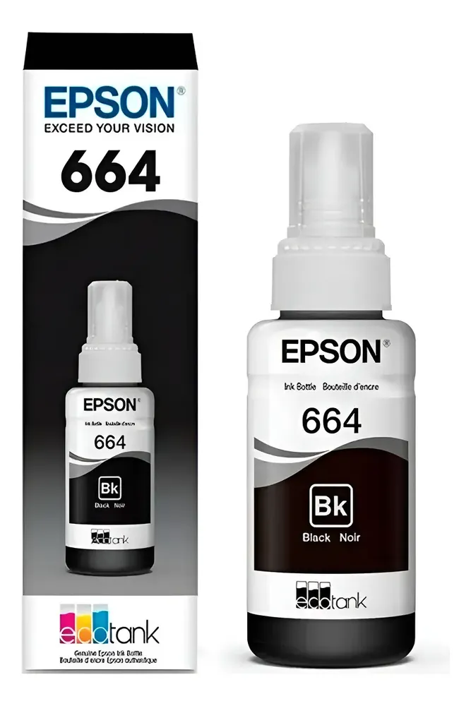 Tinta Epson T664 Negro 70ml T664120 L475 L495 L220 L395 L365 Negro